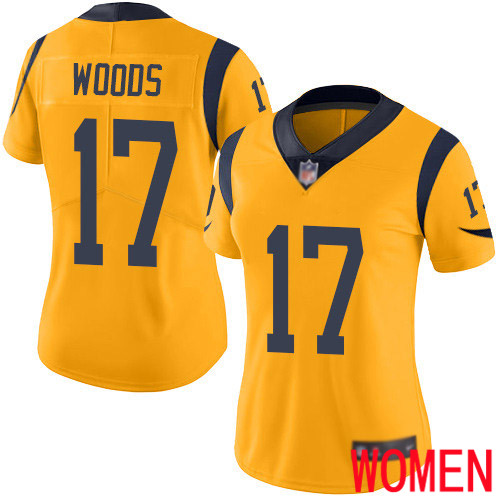 Los Angeles Rams Limited Gold Women Robert Woods Jersey NFL Football #17 Rush Vapor Untouchable->women nfl jersey->Women Jersey